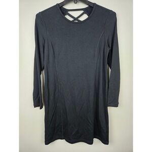 J Jill Fit Black Long Sleeve Criss Cross Back Athletic Dress Size Medium